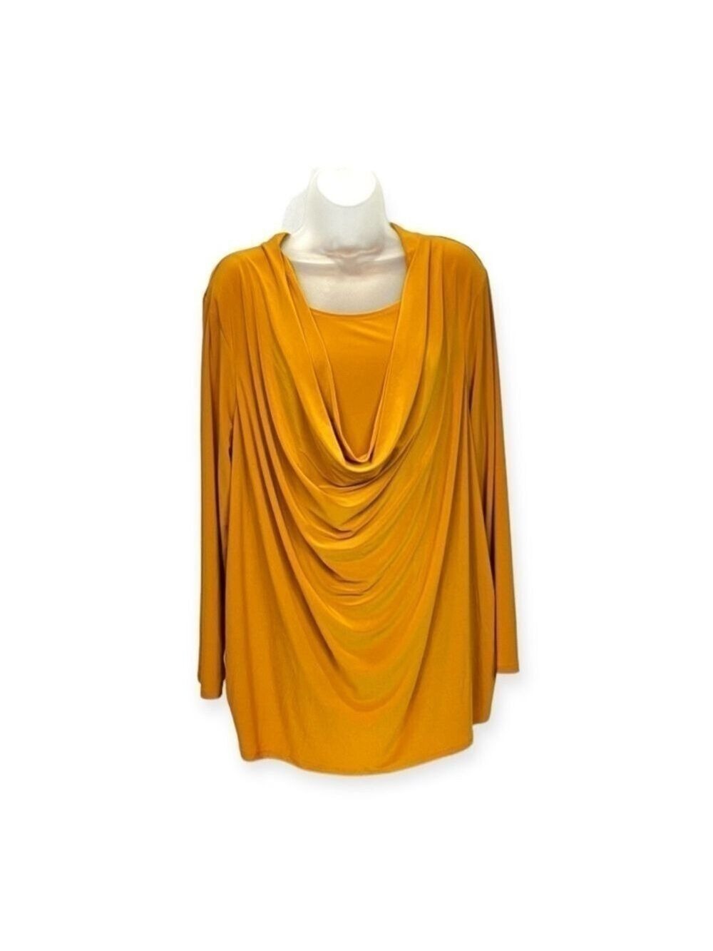 Coldwater Creek Womens Cowl Front Long Sleeve Blouse Top Size 2X (20/22)